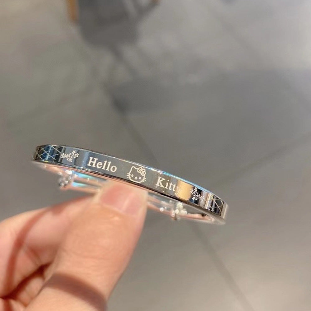 Sterling Silver Plated Cute Cartoon H K Cat Bracelet