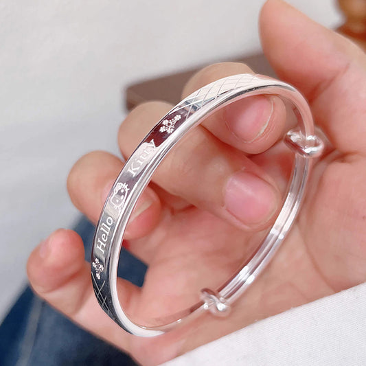 Sterling Silver Plated Cute Cartoon H K Cat Bracelet