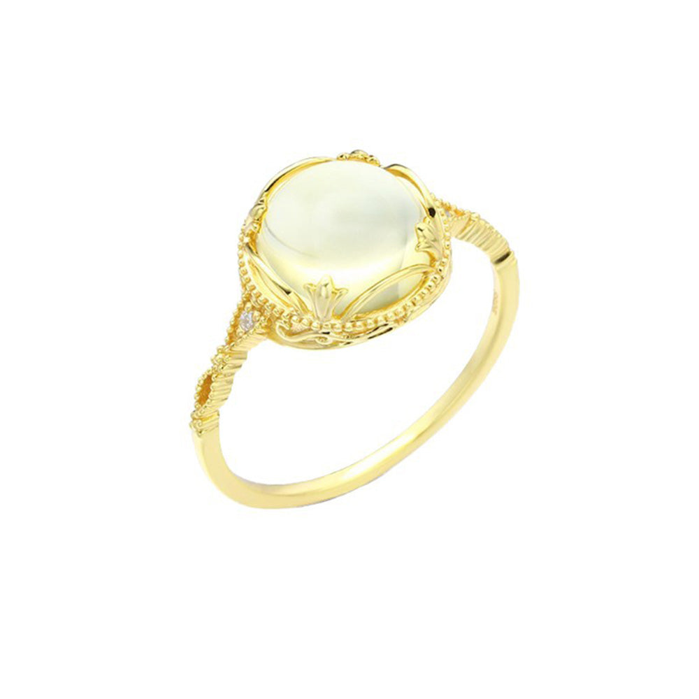 Vintage Lace Filigree Yellow Crystal Ring
