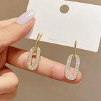 Cubic Zirconia Dainty Link Convertible Paperclip Earrings