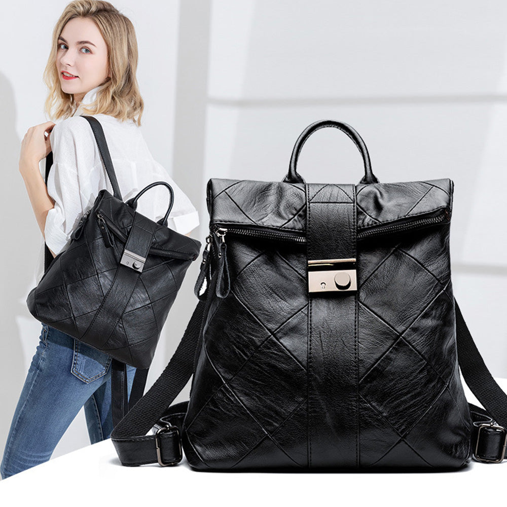 Lightweight Quilted PU Leather Backpack for Women