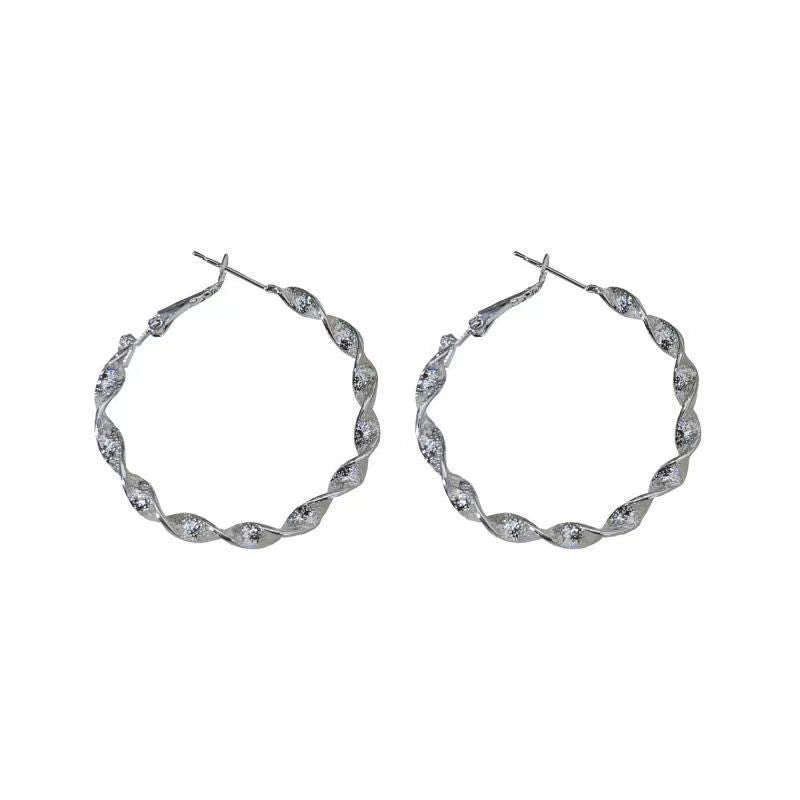Gold and Silver Twist Hoop Earrings