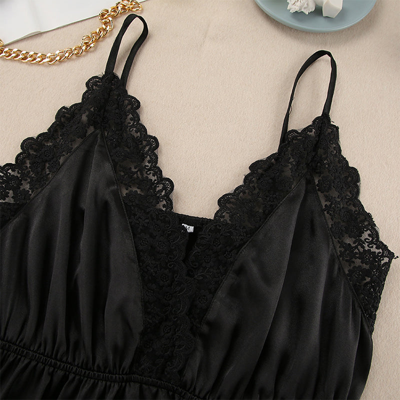 Atin And Lace Robe Two-Piece Set