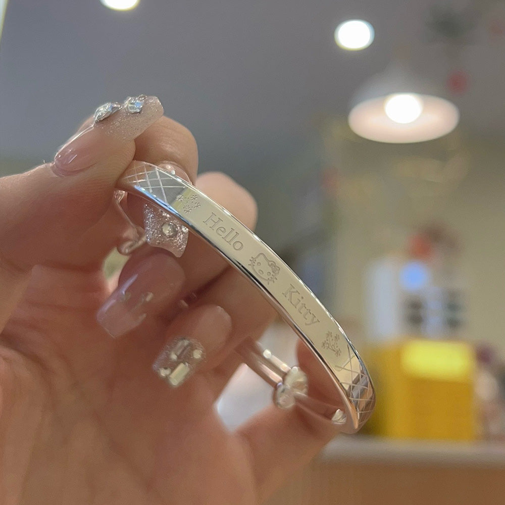 Sterling Silver Plated Cute Cartoon H K Cat Bracelet