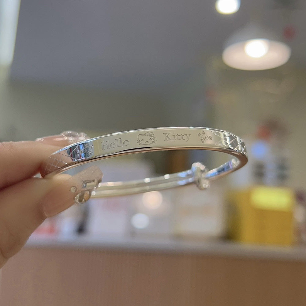 Sterling Silver Plated Cute Cartoon H K Cat Bracelet
