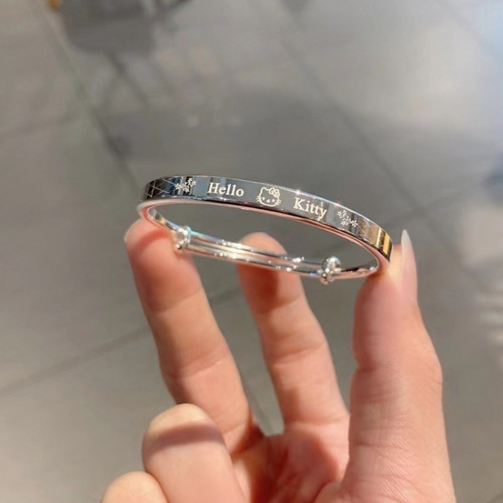 Sterling Silver Plated Cute Cartoon H K Cat Bracelet