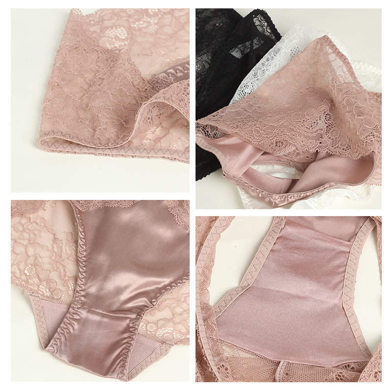 Lace Silk Mid-Rise Sexy Briefs