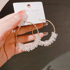 Black and White Crystal Hoop Earrings for Women