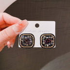 Vintage Style Black Square Diamond Stud Earrings