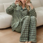 Women's Green Plaid Print Pajama Set