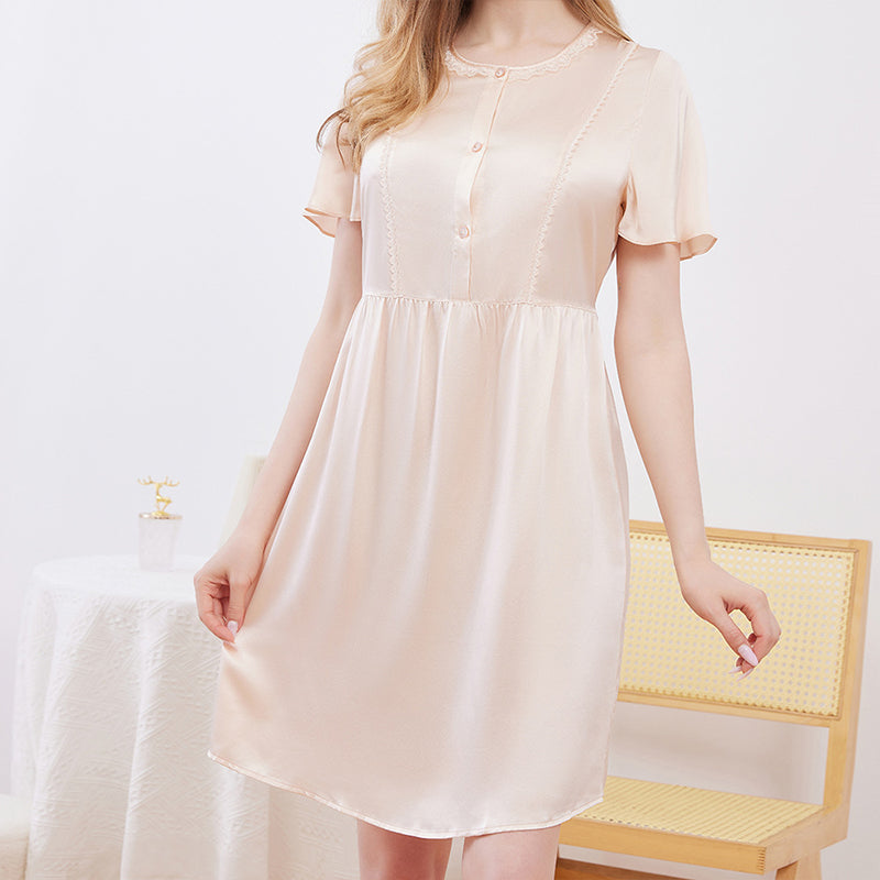 Tie Waisted One-piece Silk Nightgown