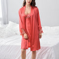 Silk Long-Sleeved Suspender Robes Two-Piece Set