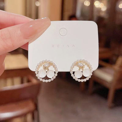 Cherry Pearl and Zircon Earrings for Women