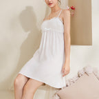 White Cotton Sexy Halter Nightdress