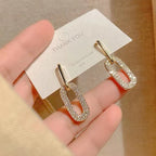 Cubic Zirconia Dainty Link Convertible Paperclip Earrings