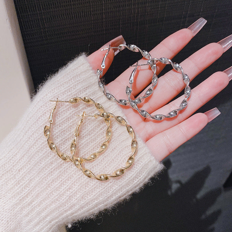 Gold and Silver Twist Hoop Earrings