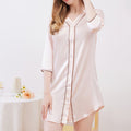 Women's Pink 3/4 Sleeve Silk Nightshirt Dress