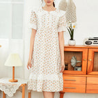 Floral Cotton Short Sleeve Court Style Nightdress