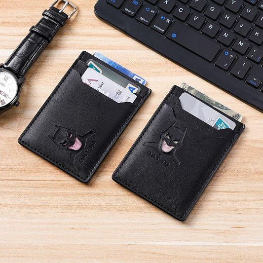 Batman Themed Men's Leather ID Card Wallet