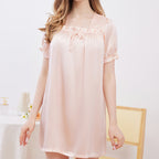 U-Neck Solid Color Silk Nightdress