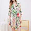 Three Quarter Sleeve Women's Printed Silk Nightdress