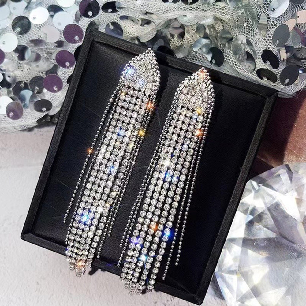 Sparkling Simulated Diamond Long Earrings for Women