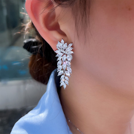 Cubic Zirconia Elegant Wedding Diamond Earrings
