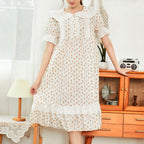 Floral Cotton Short Sleeve Court Style Nightdress