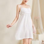 White Cotton Sexy Halter Nightdress