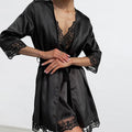 Atin And Lace Robe Two-Piece Set