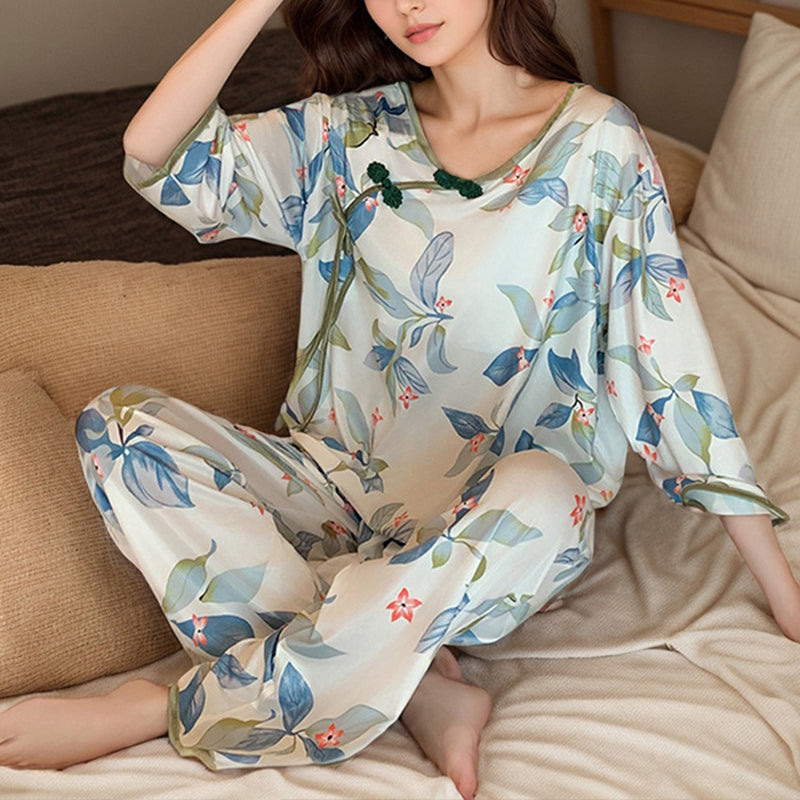 Women's Lily Printed Ice Silk Pajamas