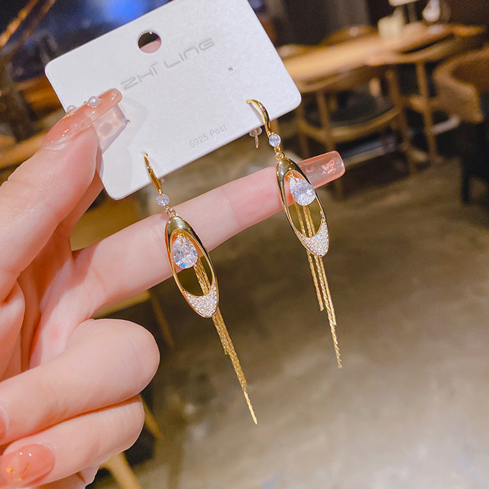 Elegant Dangle Water Drop Tassel Earrings