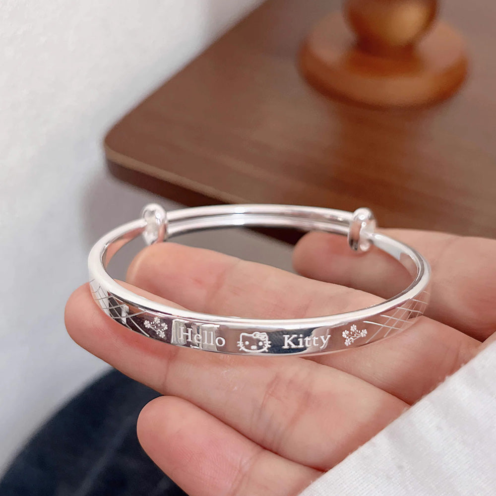 Sterling Silver Plated Cute Cartoon H K Cat Bracelet