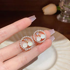 Cherry Pearl and Zircon Earrings for Women