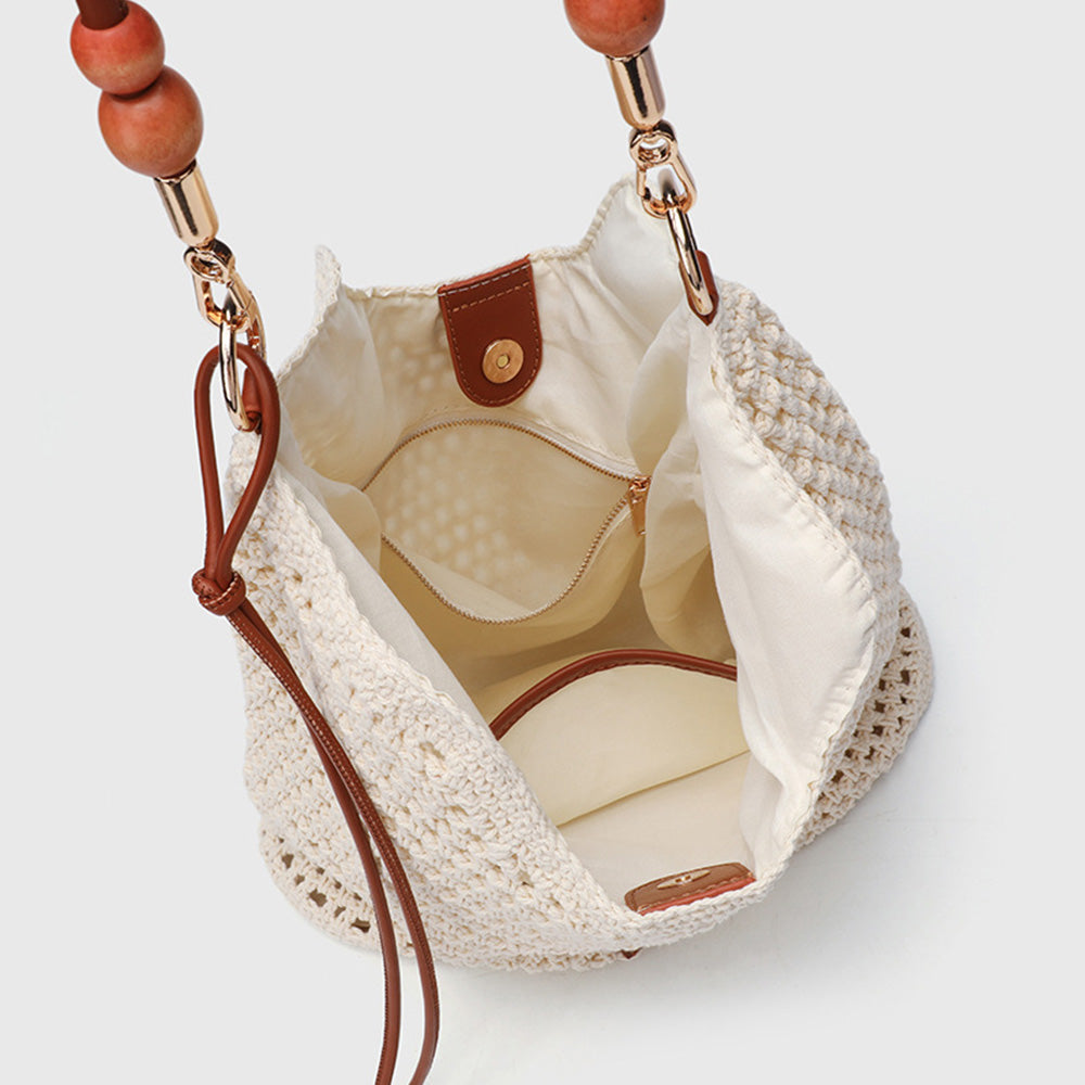 Women's Summer Woven Knit Tote Beach Handbag