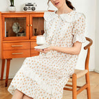 Floral Cotton Short Sleeve Court Style Nightdress
