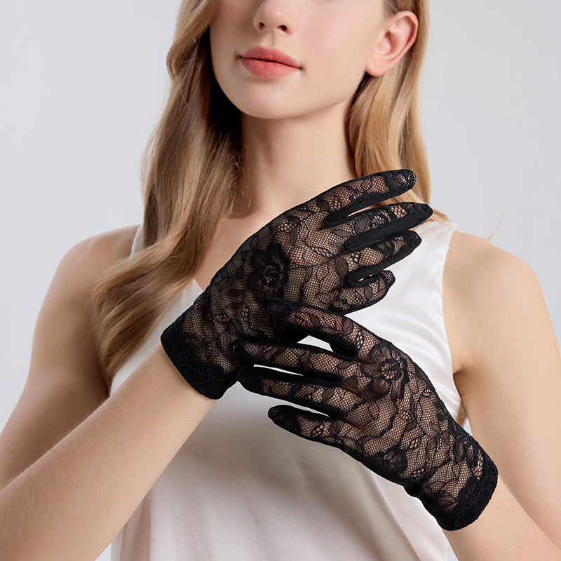 Black Silk Light Breathable Sun Protection Gloves