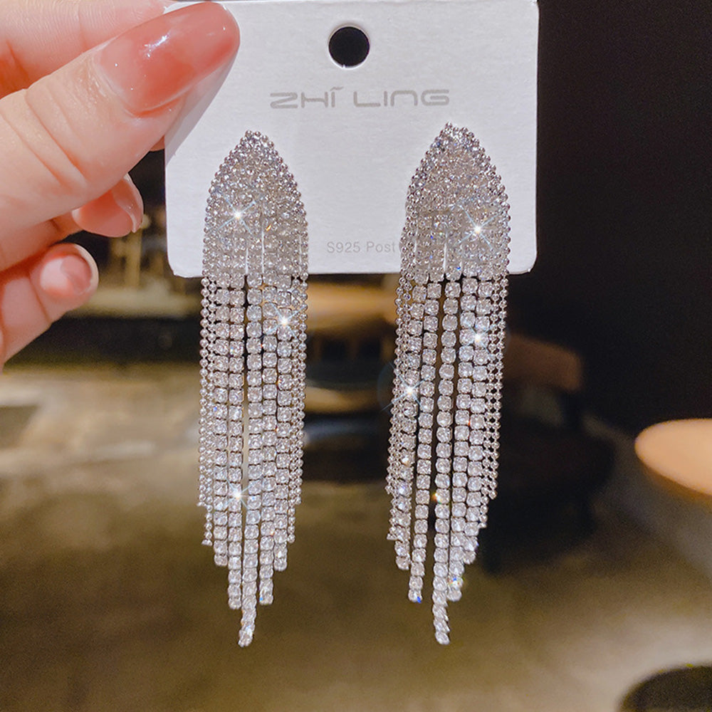 Sparkling Simulated Diamond Long Earrings for Women