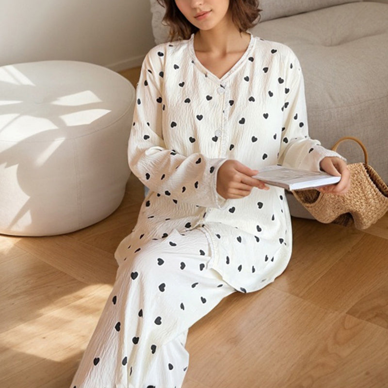Valentine's Day Love Heart Pullover Women's Pajama Set