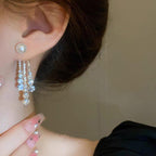 Luxury Pearl and Cubic Zirconia Pendant Drop Earrings