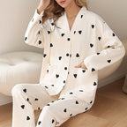 Small Black Heart Print Pajamas Set