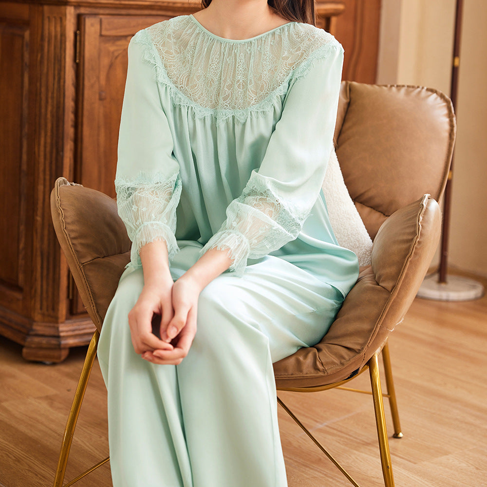 Silk Pullover Lace Pajama Set