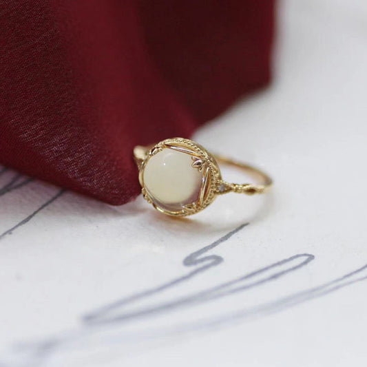 Vintage Lace Filigree Yellow Crystal Ring