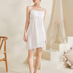 White Cotton Sexy Halter Nightdress
