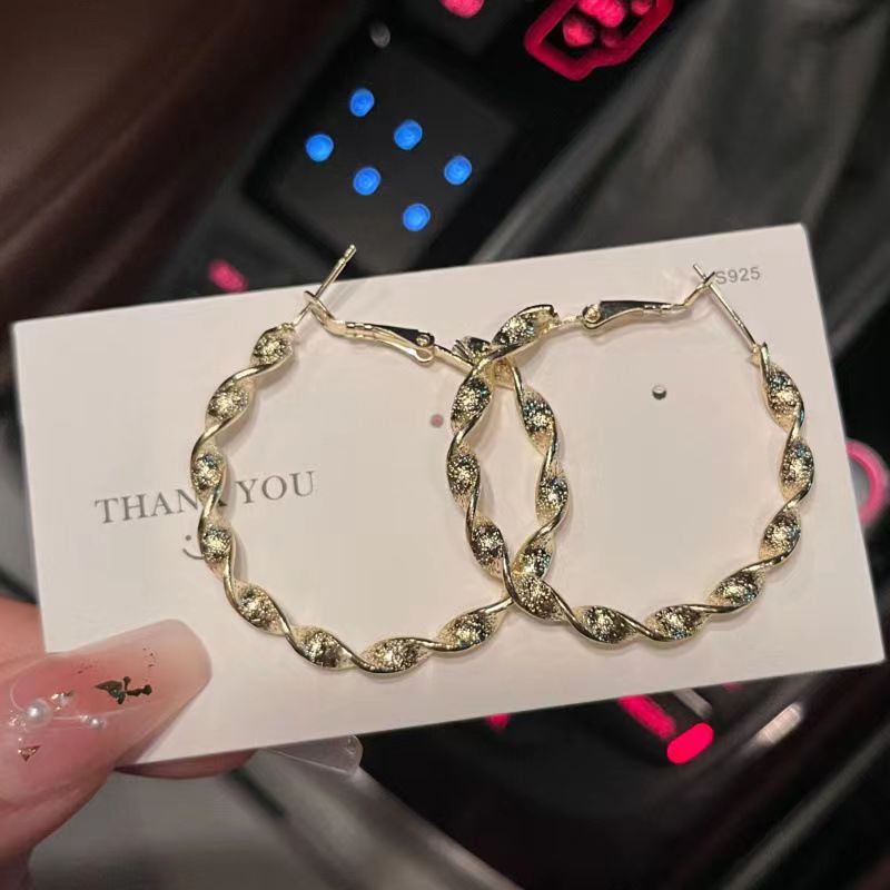 Gold and Silver Twist Hoop Earrings