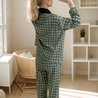 Women's Green Plaid Print Pajama Set