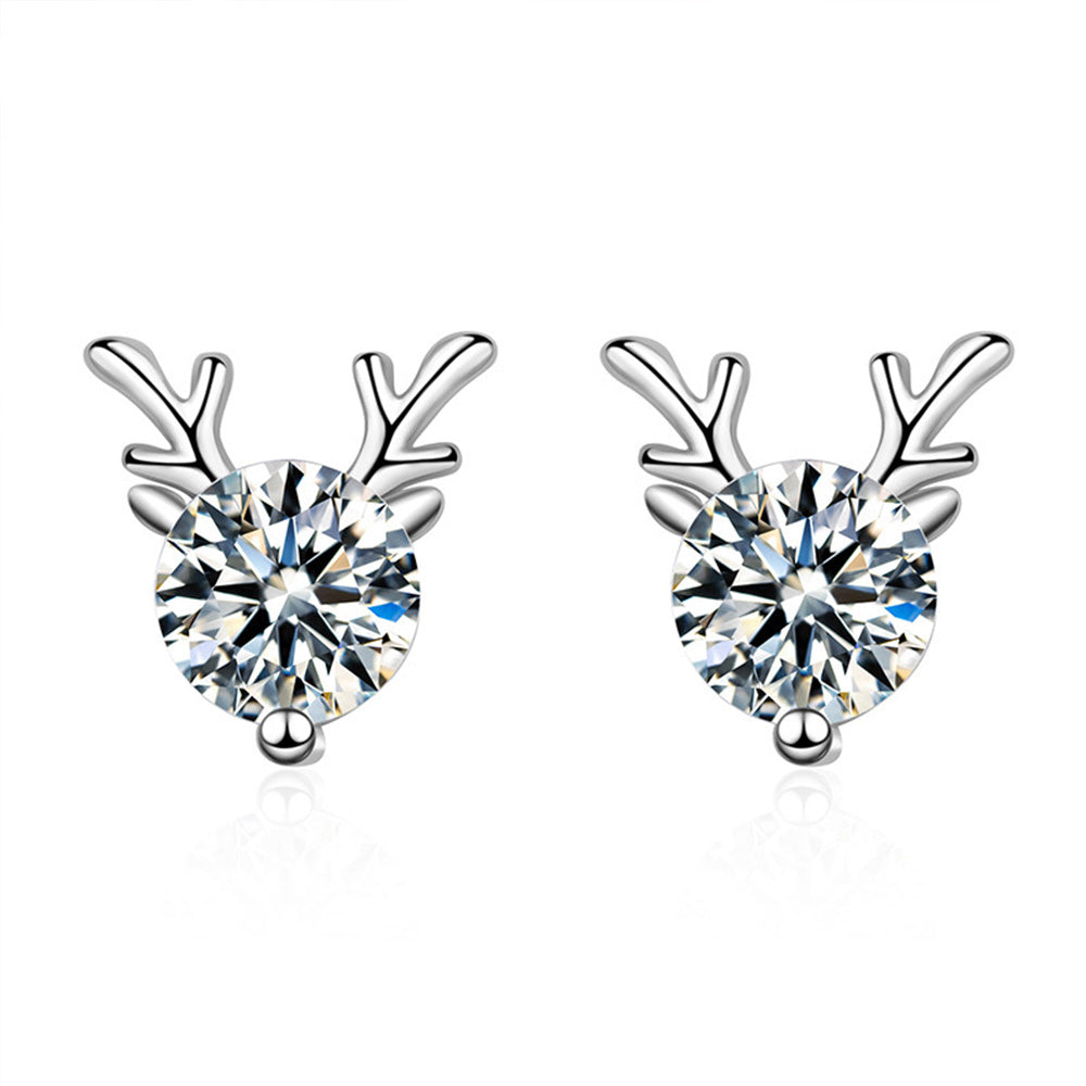 Cubic Zirconia Reindeer Stud Earrings