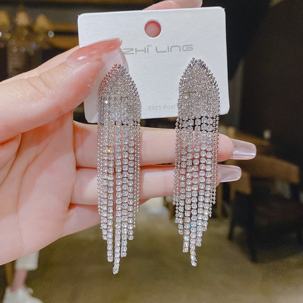 Sparkling Simulated Diamond Long Earrings for Women
