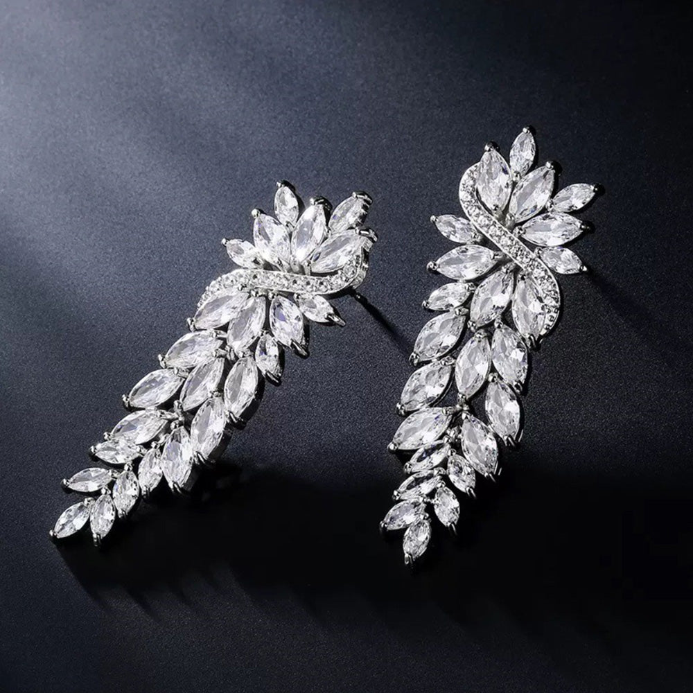 Cubic Zirconia Elegant Wedding Diamond Earrings