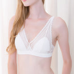Triangle Cup Silk Underwear Set In White
